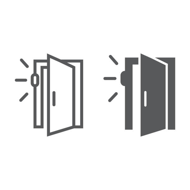 door sensor line and glyph icon, access and security, automatic door sign, vector graphics, a linear pattern on a white background. - available stock illustrations, clip art, cartoons, & icons